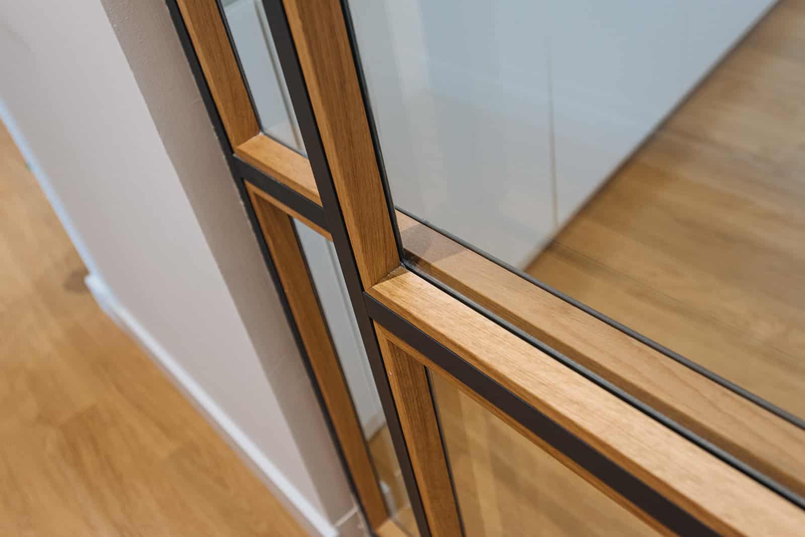 puerta cristal perfil madera roble